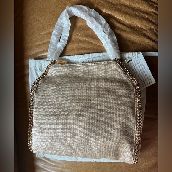 NWT + Dust Bag - Stella McCartney Metallic Raffia Small Falabella Tote - Picture 3 of 16